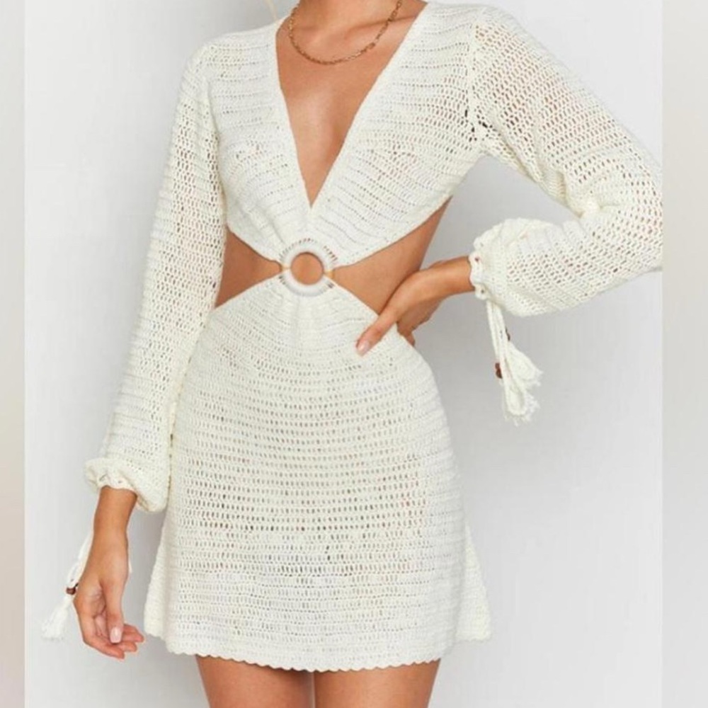 Cleo Crochet Dress - White